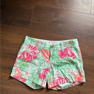 Lilly Pulitzer Green and Pink Floral Women's Shorts